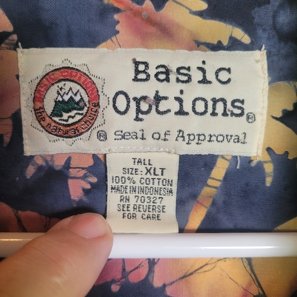 Basic Options Men's Palm Tree Mixed Color Button Up Short Sleeve Shirt Size XLT - Picture 4 of 8